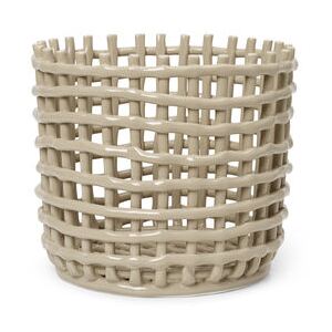 Ceramic Large Basket - / Ø 23.5 x H 21 cm - Hand-made by Ferm Living Beige