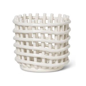 Ceramic Small Basket - / Ø 16 x H 14.5 cm - Hand-made by Ferm Living White