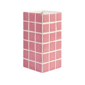 Tile Small Vase - / 10.5 x 10.5 x 21 cm by & klevering Pink