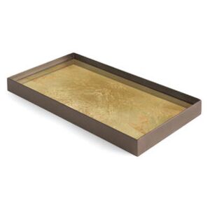 Gold leaf Tray - / Trinket tray - 31 x 17 cm - Metal & glass by Ethnicraft Gold