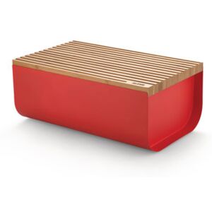 Mattina Bread box - / Steel & bamboo - 34 x 21 cm by Alessi Red