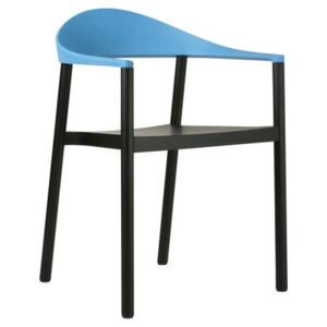 Monza Stackable armchair - Plastic & painted wood by Plank Blue/Black