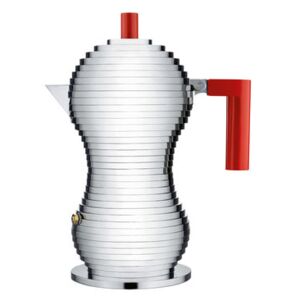 Pulcina Italian espresso maker - / 3 cups - Induction by Alessi Red/Metal