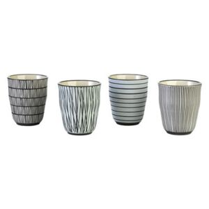 Pastel Afresh Cup - Set of 4 - Hand painted by Pols Potten White/Black