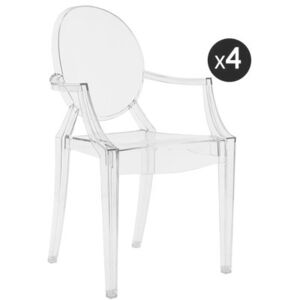 Louis Ghost Stackable armchair - transparent / Set of 4 by Kartell Transparent