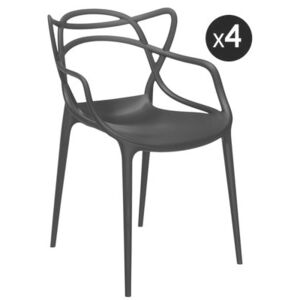 Masters Stackable armchair - Plastic / Set of 4 by Kartell Black