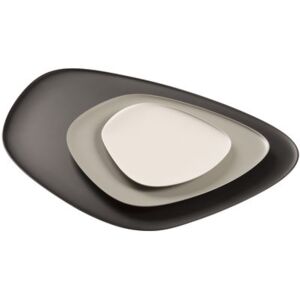 Namasté Plate - Dish - Set 3 stackables pieces by Kartell Grey/Black/Beige