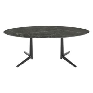 Multiplo indoor - Oval table - Ovale - 192 x 118 cm / Marble aspect by Kartell Black