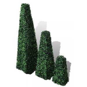 VidaXL Set of 3 Artificial Boxwood Pyramid Topiary