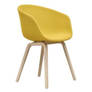About a chair AAC23 Padded armchair - / Integral fabric & matt varnished oak by Hay Yellow/Natural wood