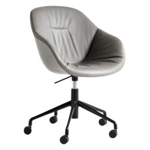 About a chair AAC153 Soft Armchair on casters - / Padded - High backrest- Full quilted leather by Hay Grey