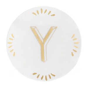 Lettering Petit fours plates - Ø 12 cm / Letter Y by Bitossi Home White/Gold