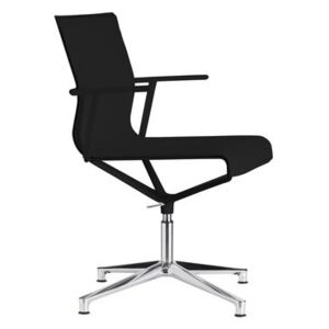 Stick Chair Swivel armchair - 4 legs - Leather seat by ICF Black