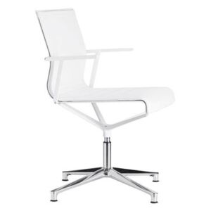 Stick Chair Swivel armchair - 4 legs - Leather seat by ICF White