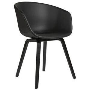 About a chair AAC23 Padded armchair - Leather shell & wood legs by Hay Black