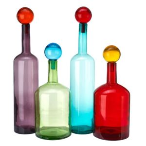 Bubbles & Bottles XXL Carafe - / Glass - Set of 4 / H 87 cm by Pols Potten Multicoloured