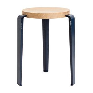 Lou Stackable stool - / H 45 cm - Steel & oak by TIPTOE Blue/Natural wood