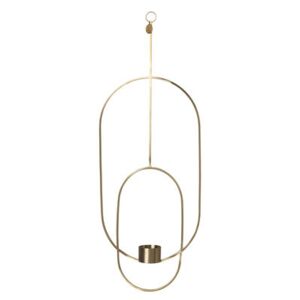 Oval Candlestick to hang - / L 18 x H 50 cm by Ferm Living Gold