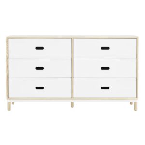 Kabino 6 drawers Chest of drawers - L 146 x H 83 cm - 6 drawers by Normann Copenhagen White/Natural wood