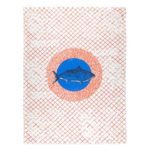 Poisson Tea towel - / 50 x 70 cm - Cotton by Bitossi Home Blue/Orange