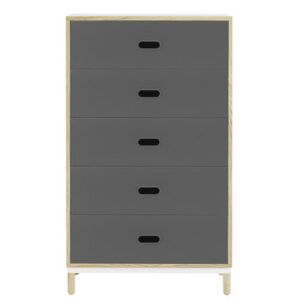 Kabino Chest of drawers - L 74 x H 127 cm / 5 drawers by Normann Copenhagen Grey/Natural wood