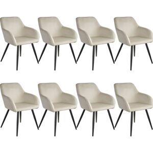 Tectake 404049 8 marilyn velvet-look chairs - cream/black