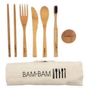 Bam Bam Bamboo meal kit - / Cutlery & toothbrush - Ecological by Cookut Natural wood