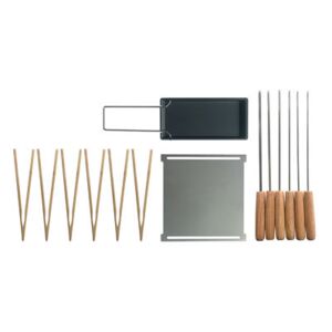 Accessories set - / For Yaki barbecue - Plancha, raclette pan, skewers, tongs by Cookut Natural wood