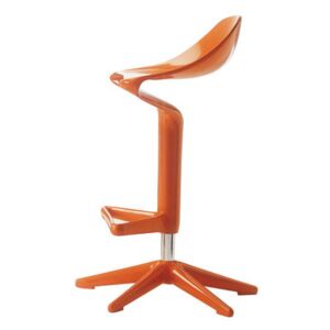 Spoon Adjustable bar stool - Pivoting - Plastic by Kartell Orange