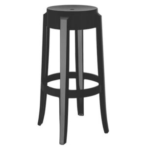 Charles Ghost Stackable bar stool - H 75 cm - Plastic by Kartell Black