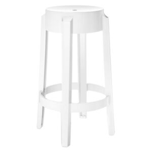 Charles Ghost Stackable bar stool - H 65 cm - Plastic by Kartell White