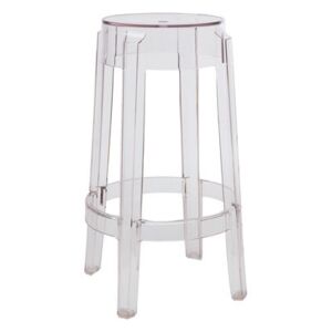Charles Ghost Stackable bar stool - H 65 cm - Plastic by Kartell Transparent