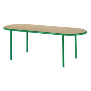 Wooden Oval table - / 210 x 80 cm - Oak & steel by valerie objects Green/Natural wood