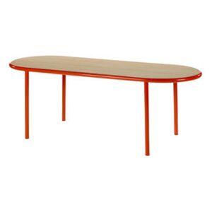 Wooden Oval table - / 210 x 80 cm - Oak & steel by valerie objects Red/Natural wood
