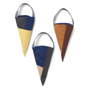 Christmas decoration - / Set of 3 cones to hang - Fabric by Ferm Living Multicoloured