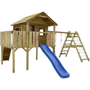 VidaXL Playhouse with Climbing Net, Slide, Swings 560x440x294 cm Wood
