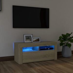 VidaXL TV Cabinet with LED Lights Sonoma Oak 90x35x40 cm