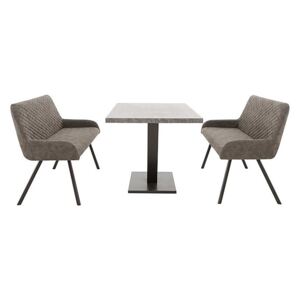 Rocket Dining Table with 2 Faux Leather High Back Benches Dining Set