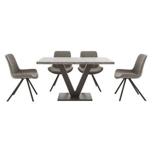 Rocket Dining Table and 4 Faux Leather Chairs Dining Set