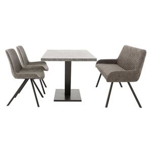 Rocket Dining Table, 2 Faux Leather Chairs and High Back Bench Dining Set