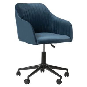 Beliani Velvet Desk Chair Teal Blue Venice