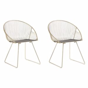 Beliani Set Of 2 Metal Accent Chairs Gold Aurora