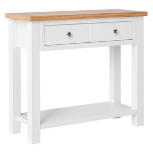 Farrow White Console Table, Oak Top | Roseland Furniture