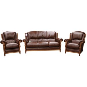 Ancona Handmade 3+1+1 Seater Sofa Suite Italian Tabak Brown Real Leather