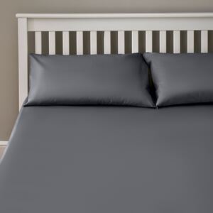 The Willow Manor Easy Care Percale Double Fitted Sheet - Charcoal