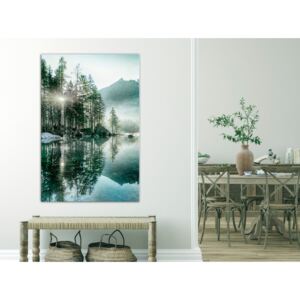 Canvas Print Trees: Morning Lake (1 Part) Vertical