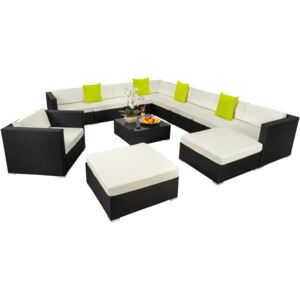 Tectake 403839 rattan garden furniture lounge las vegas - black