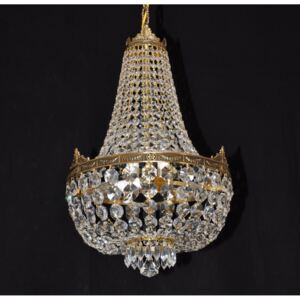 (5 bulb) Basket crystal chandelier - Cast brass