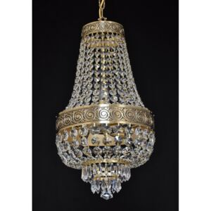 Small Basket crystal chandelier - Cast brass with highlighted ornament