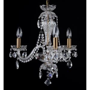 3-Arm crystal chandelier with crystal almonds